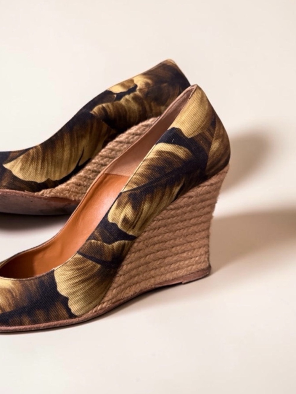 Vintage Lanvin Paris Banana Leaf Espadrilles Size 8.5